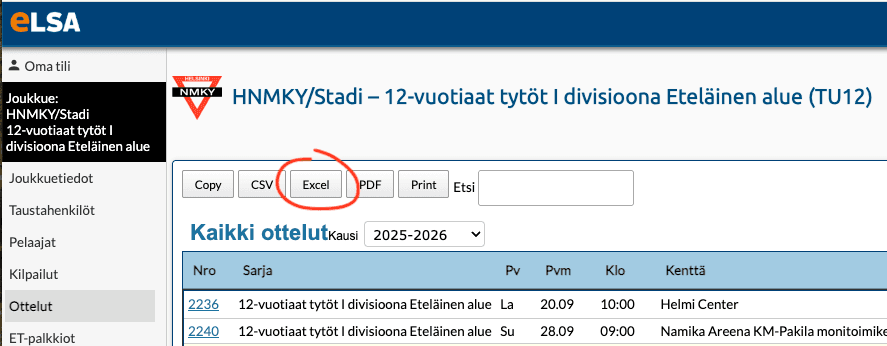 eLSA Excel-tiedoston lataaminen